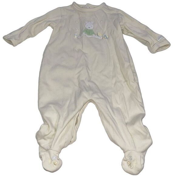 Mini Clasix Pale Yellow Embroidered Teddy Bear Footie‎ Pajamas - Size 6 months - Picture 1 of 6